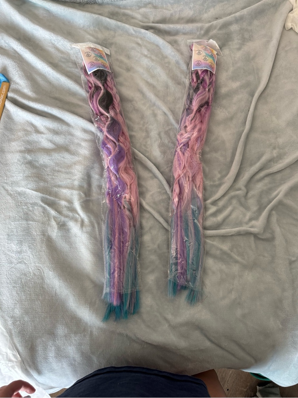Pastel Ombre Braided Hair Extensions - Pink, Purple & Teal - Picture 2 of 3